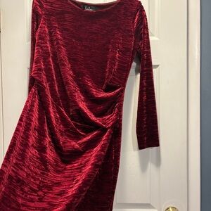 Velvety Soft Festive Burgundy Dress with Elegant Draping